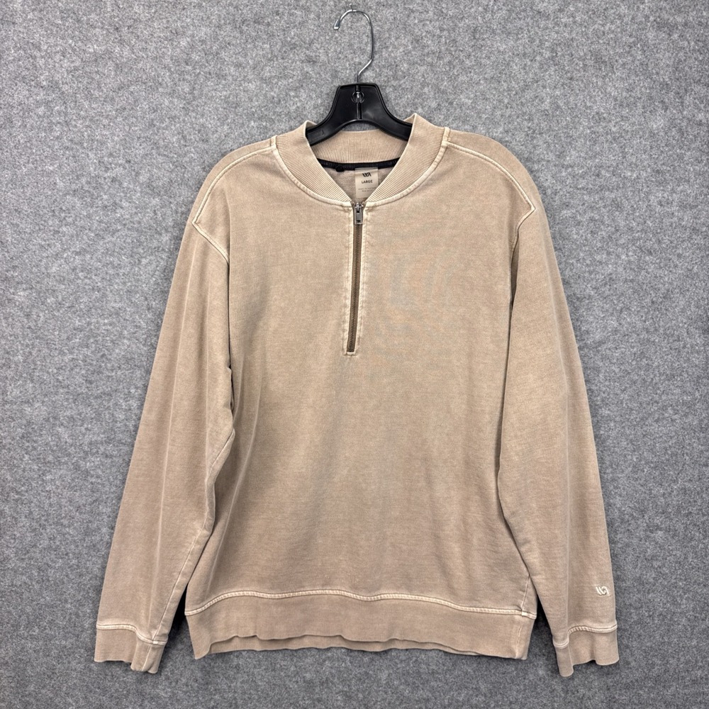 VRST Mens Tan Cotton Quarter‎ Zip Pullover Sweatshirt Large RN104141